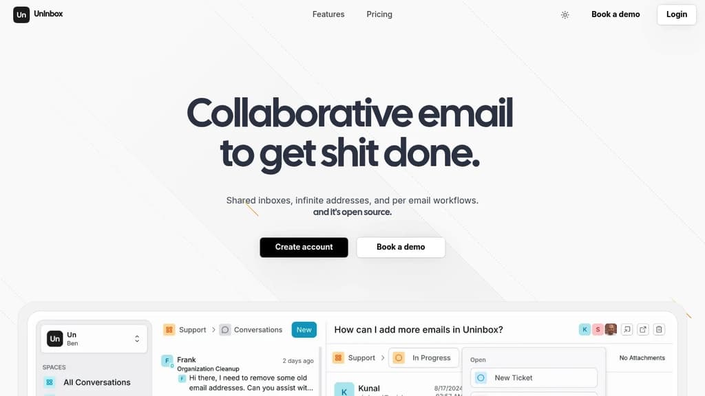 Screenshot of UnInbox website