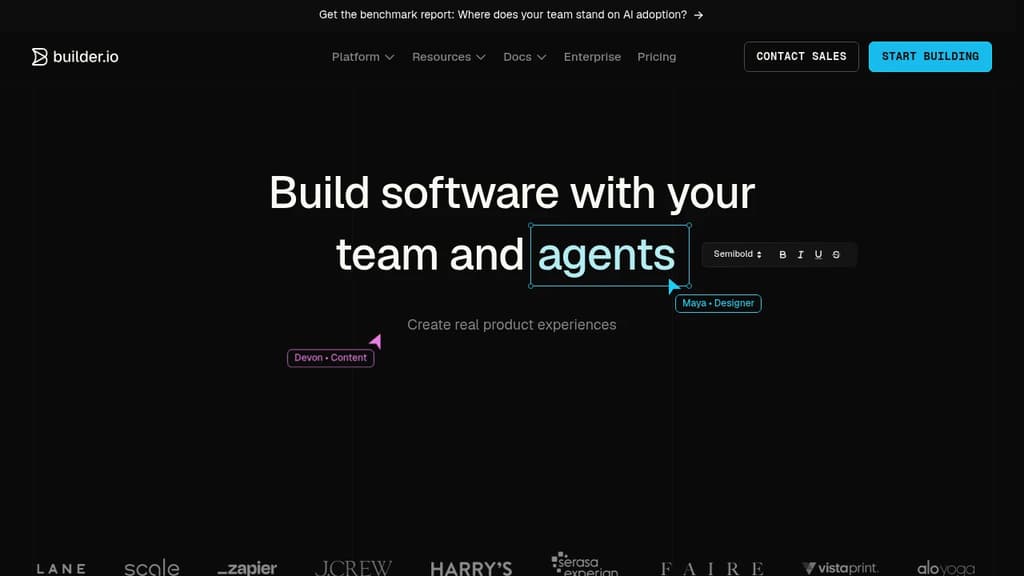 Screenshot of Builder website