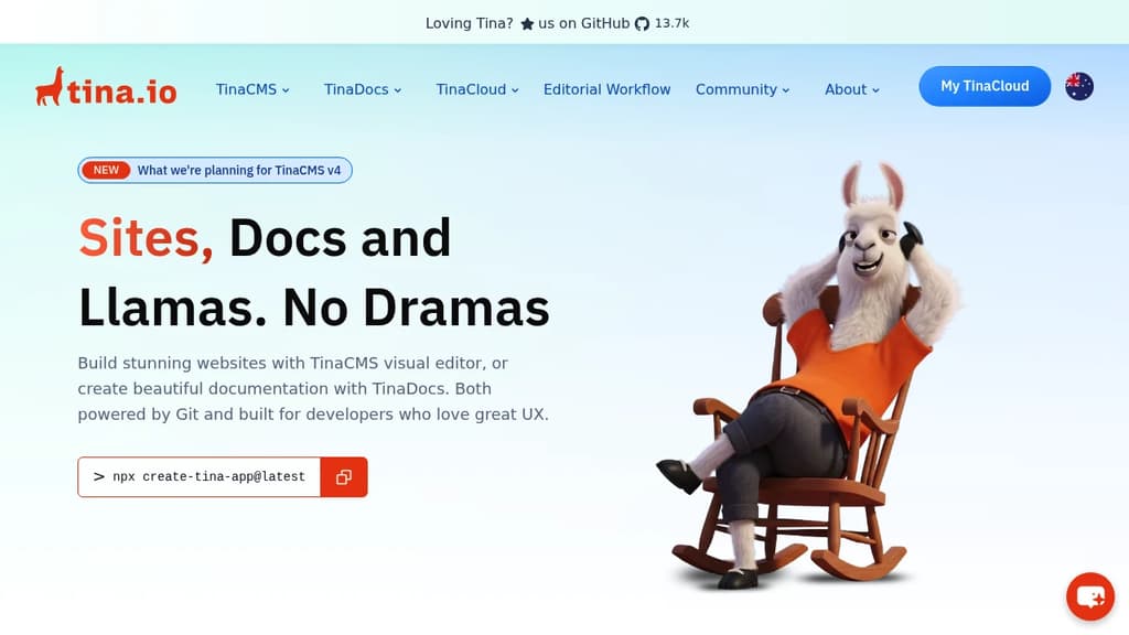 Screenshot of TinaCMS
