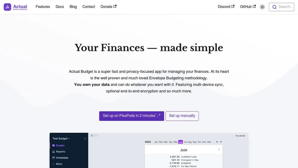 Screenshot of Actual website