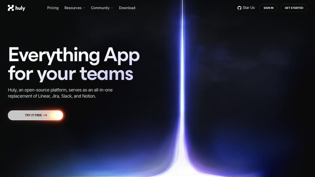 Screenshot of Huly website