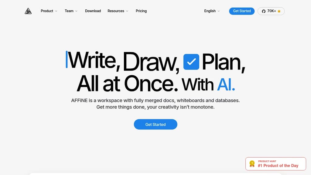 Screenshot of Affine website