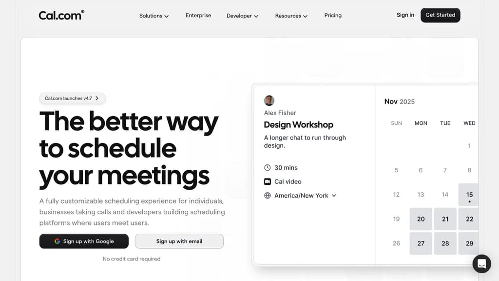 Screenshot of Cal.com website