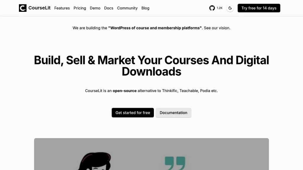 Screenshot of CourseLit website