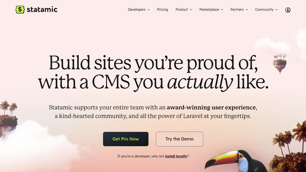 Screenshot of Statamic website