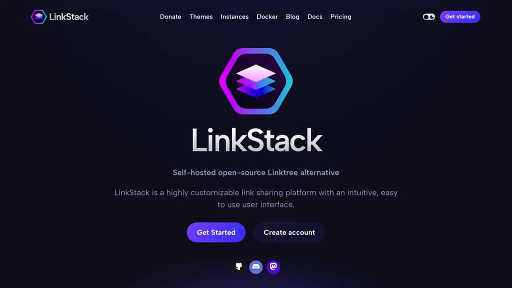 Screenshot of LinkStack website