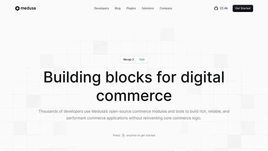 Screenshot of Medusa website