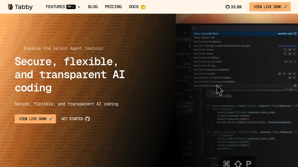 Screenshot of Tabby website