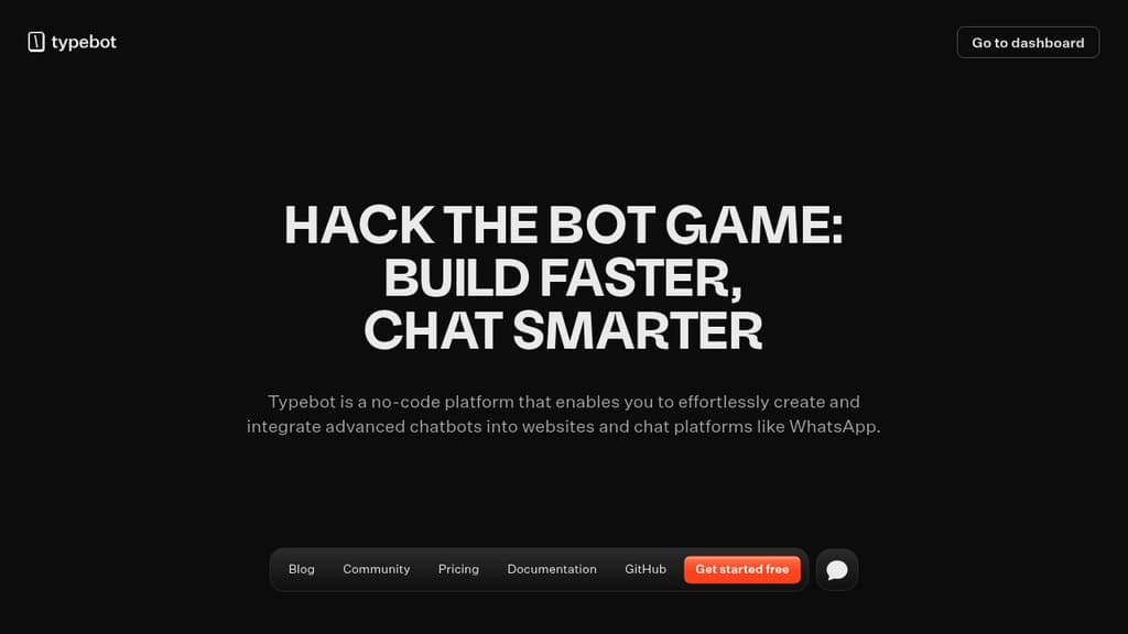 Screenshot of Typebot website