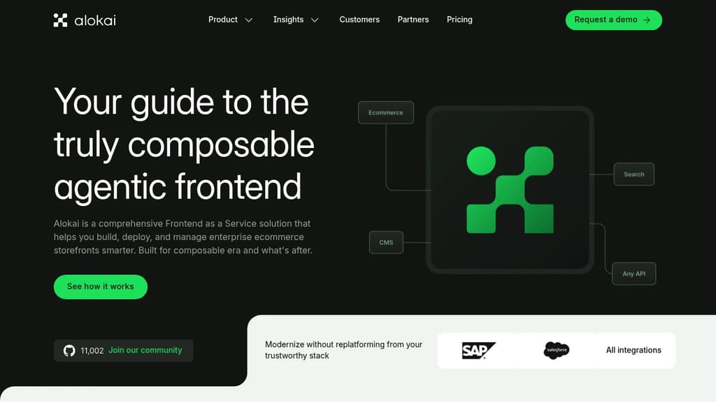 Screenshot of Alokai website