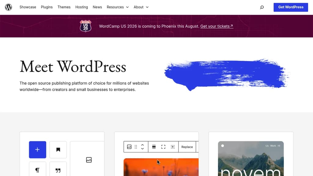 Screenshot of WordPress website