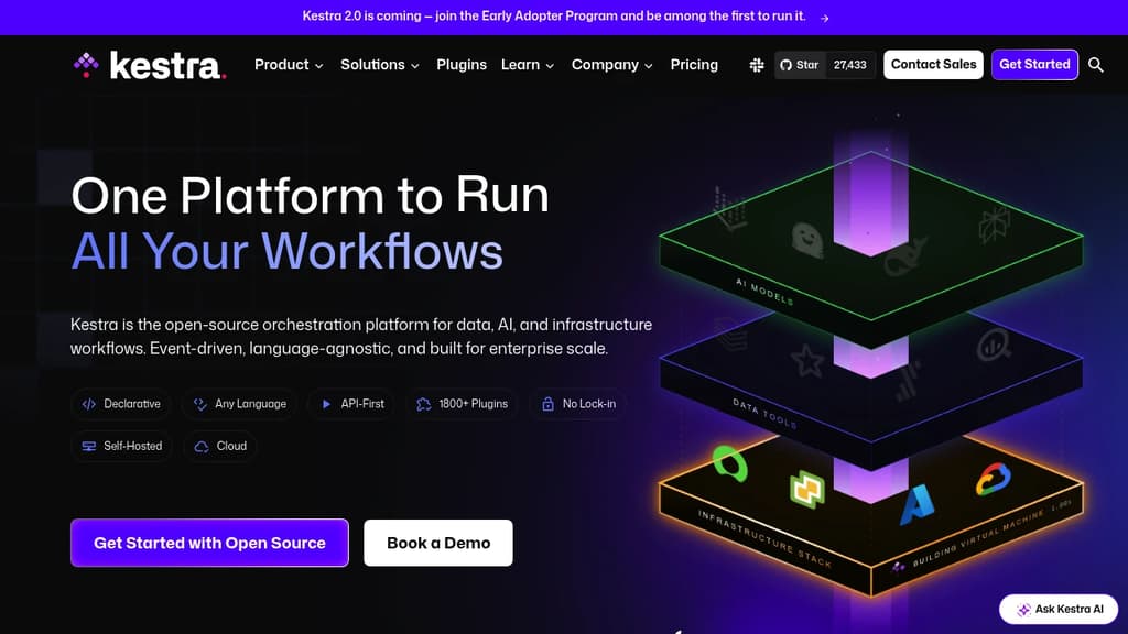 Screenshot of Kestra website