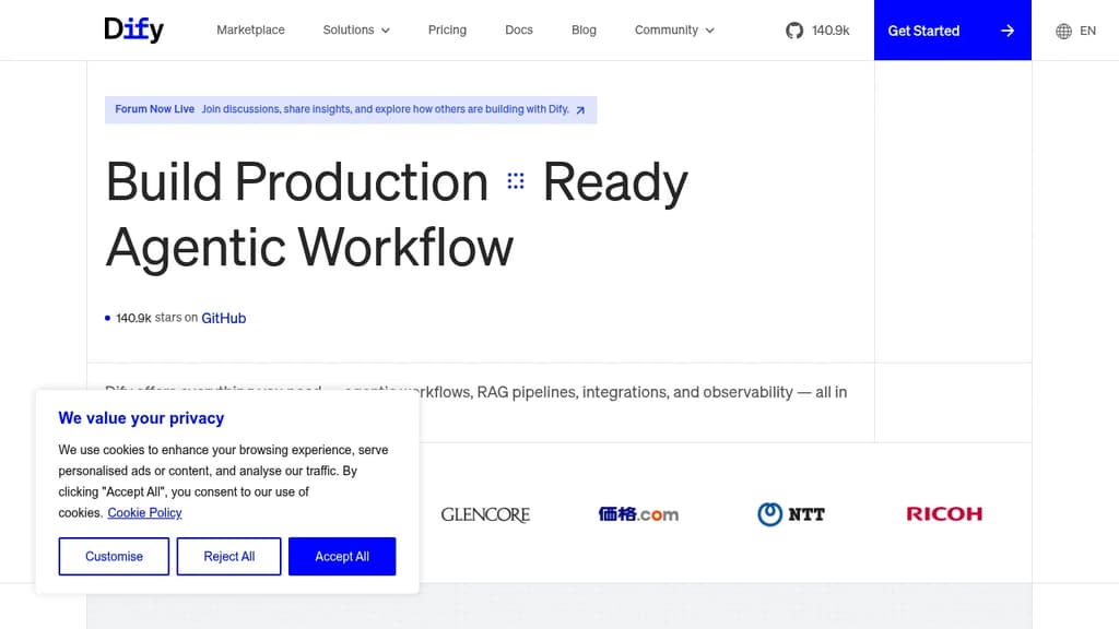 Screenshot of Dify website