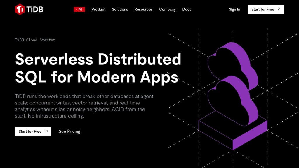 Screenshot of TiDB website