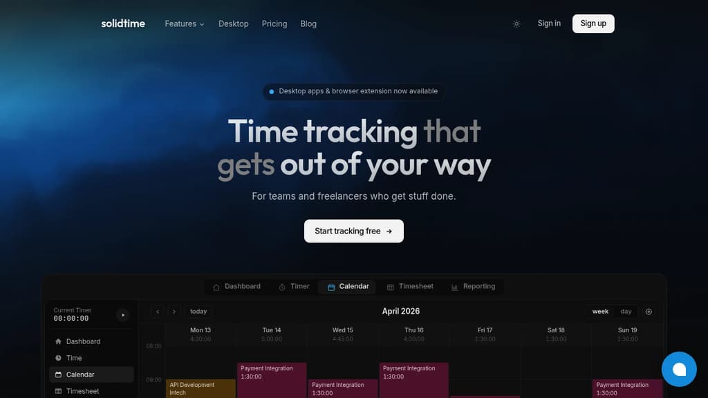 Screenshot of SolidTime website