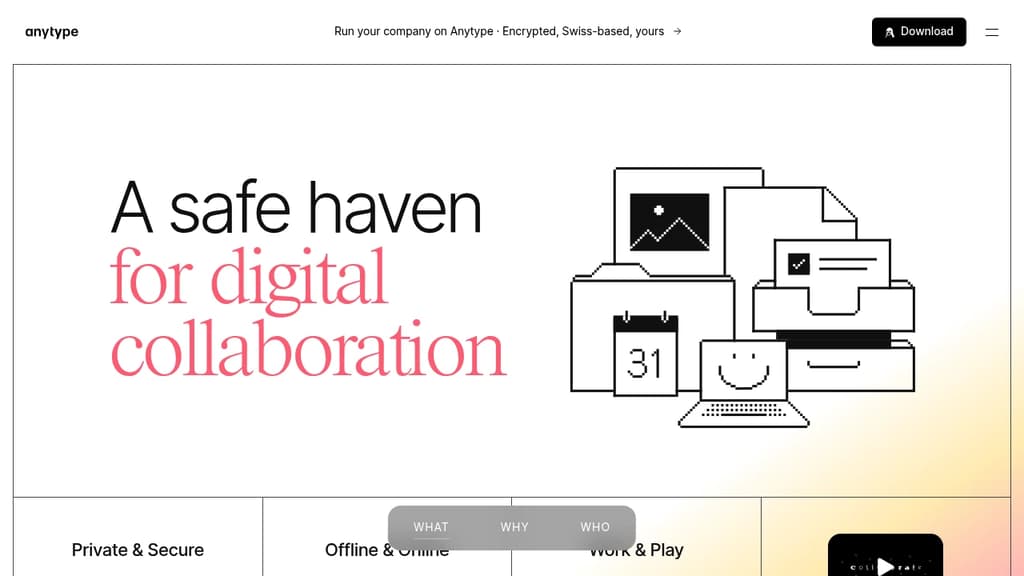 Screenshot of AnyType website