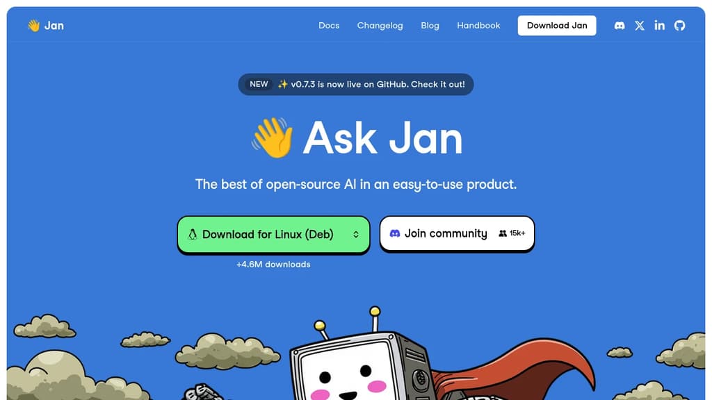 Screenshot of Jan website