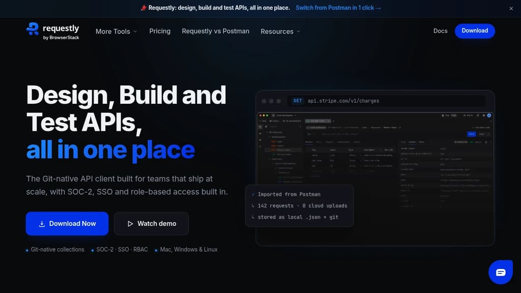 Screenshot of Requestly website
