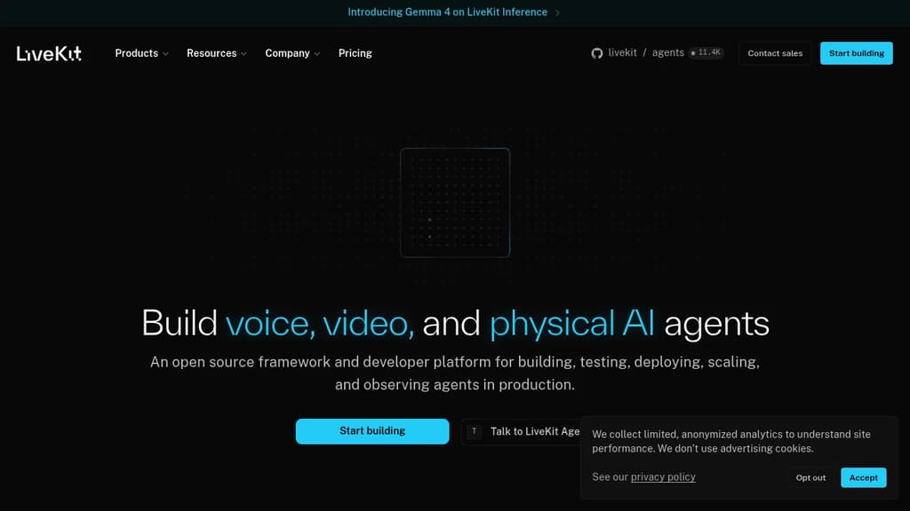 Screenshot of LiveKit website