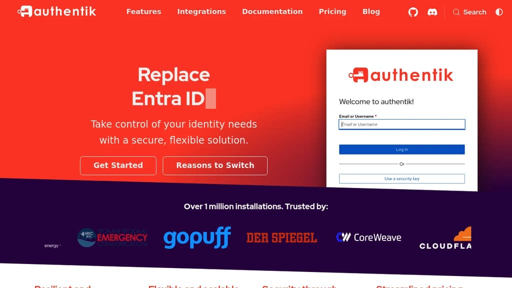 Screenshot of Authentik website