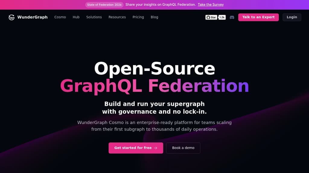 Screenshot of WunderGraph website