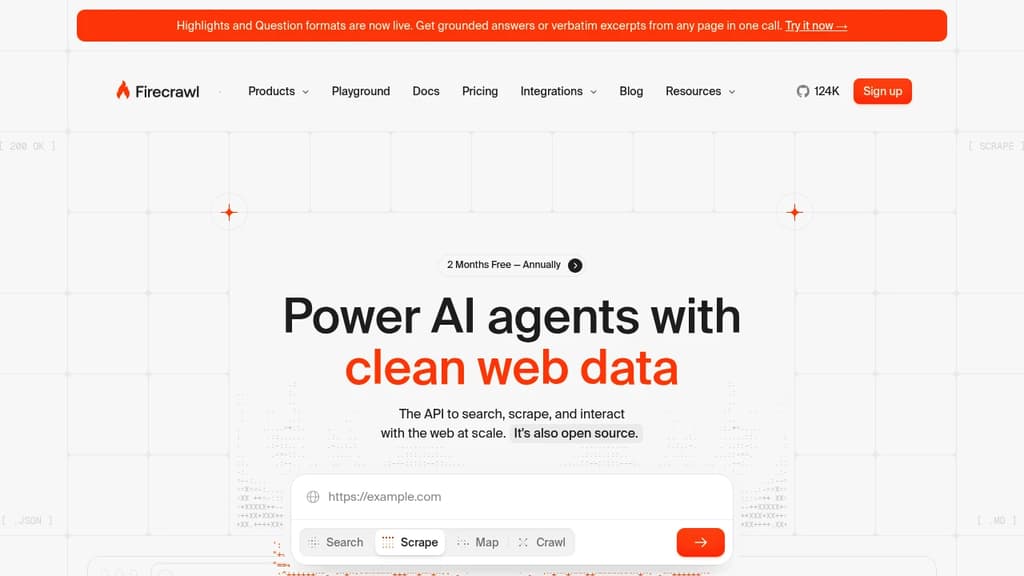 Screenshot of Firecrawl website