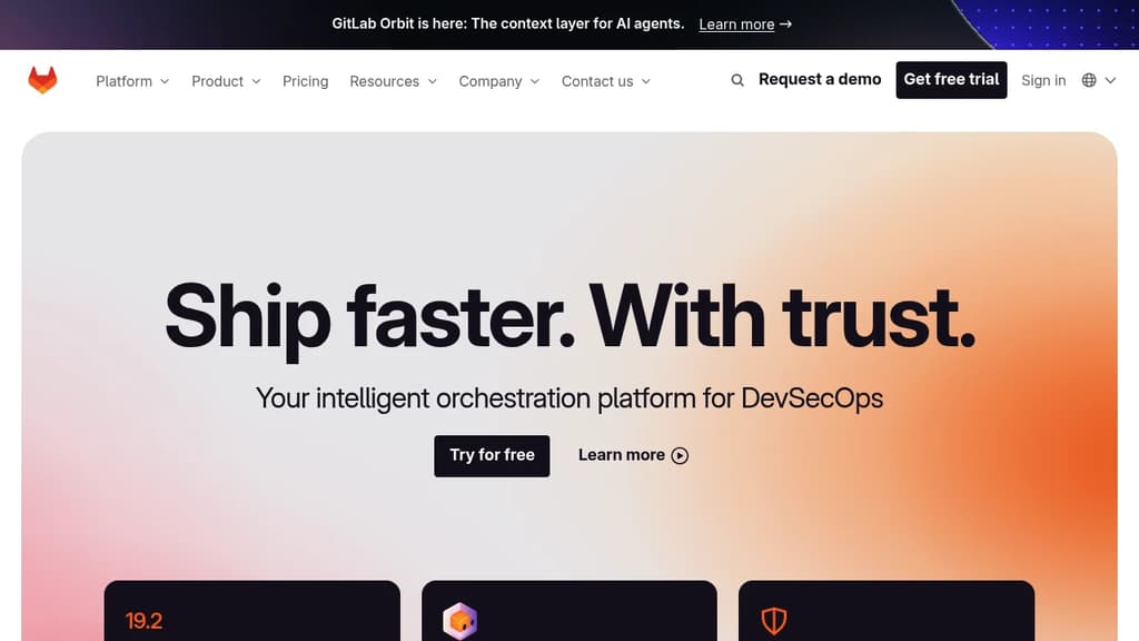 Screenshot of GitLab website