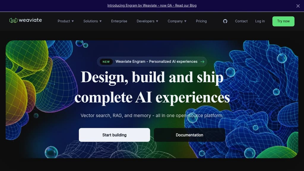 Screenshot of Weaviate website