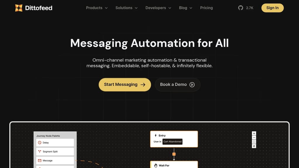 Screenshot of Dittofeed website