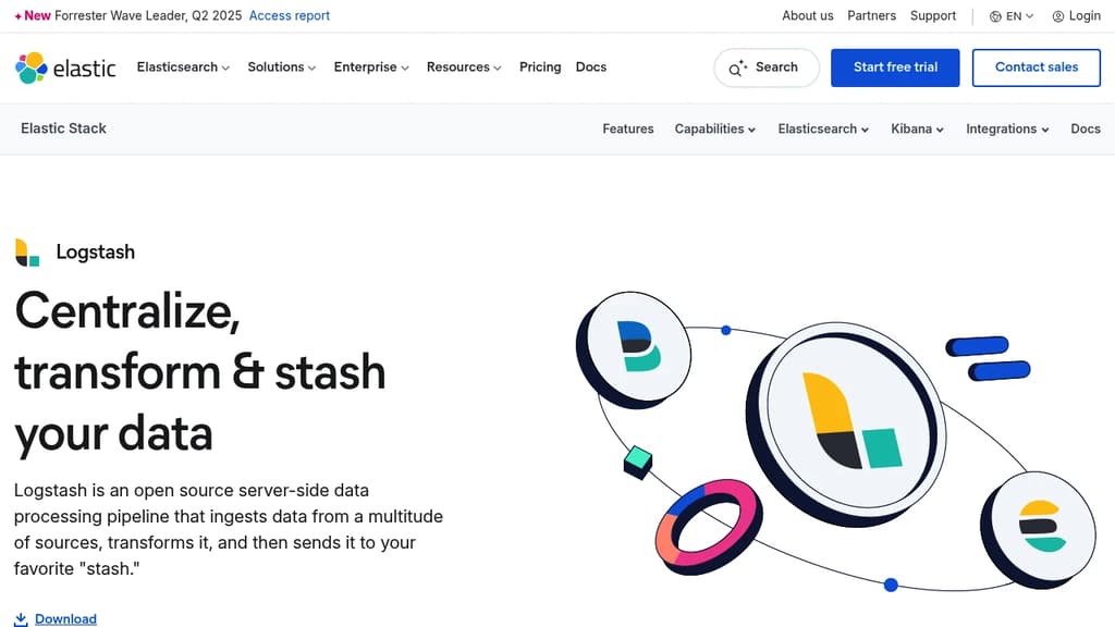 Screenshot of Logstash website
