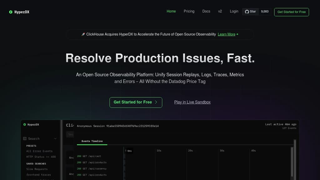 Screenshot of HyperDX