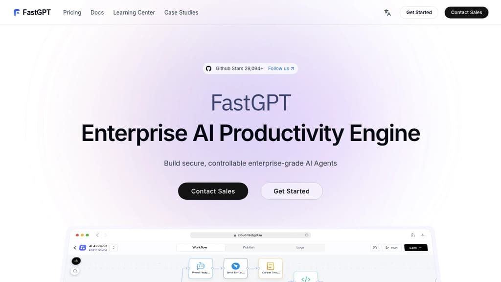 Screenshot of FastGPT website