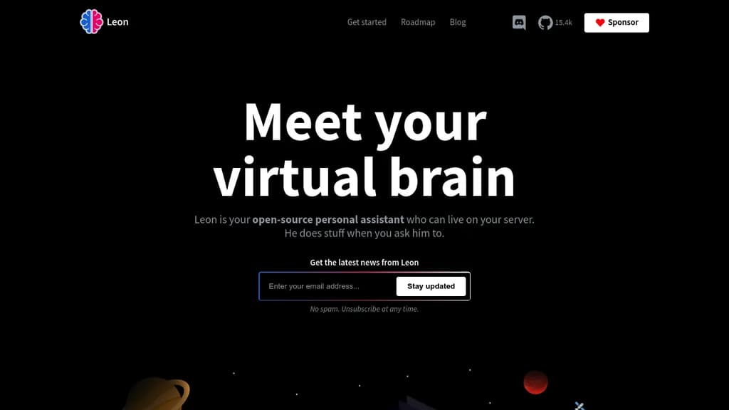 Screenshot of Leon website