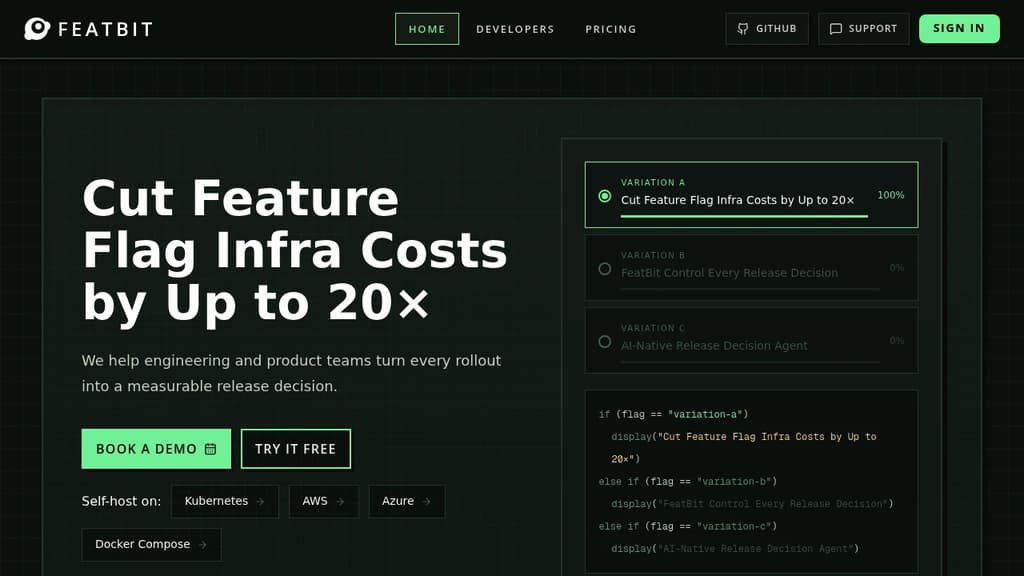 Screenshot of FeatBit website