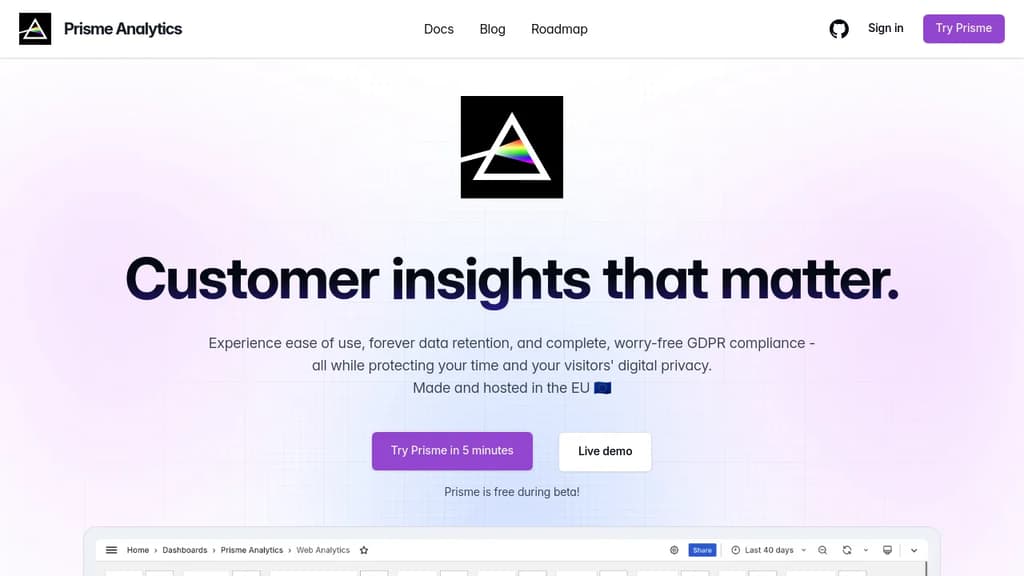 Screenshot of Prisme Analytics website