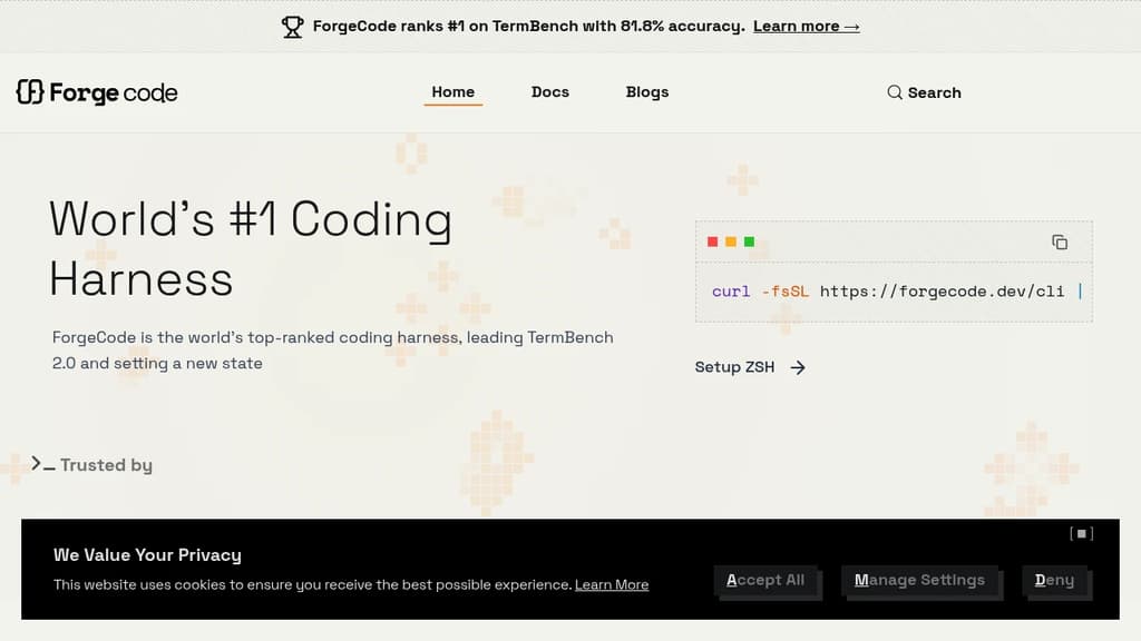 Screenshot of Tailcall website