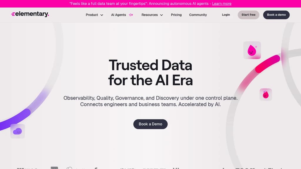 Screenshot of Elementary Data website