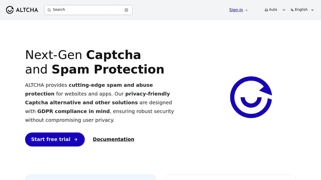 Screenshot of ALTCHA website