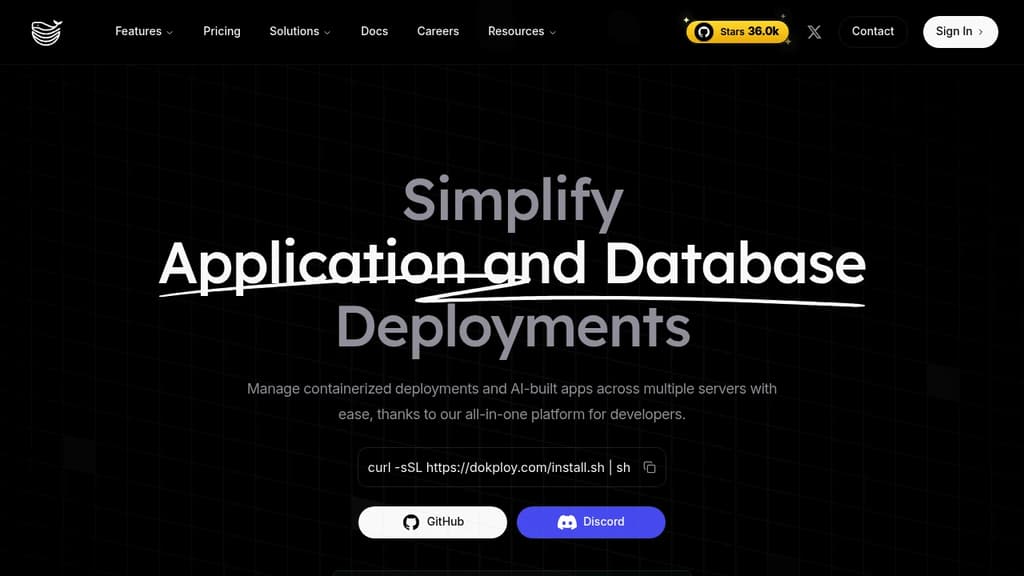 Screenshot of Dokploy website