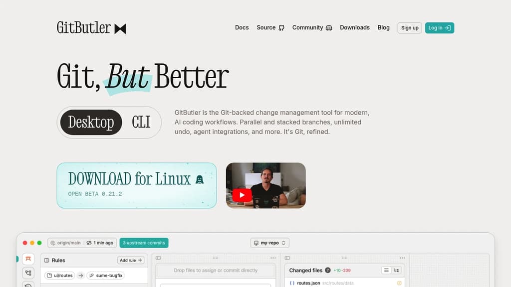 Screenshot of GitButler website