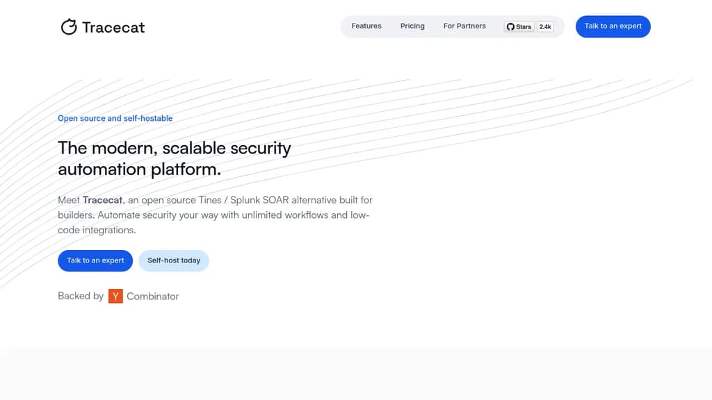 Screenshot of Tracecat website