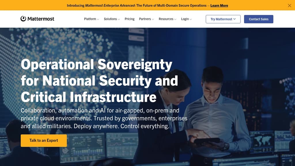 Screenshot of Mattermost website