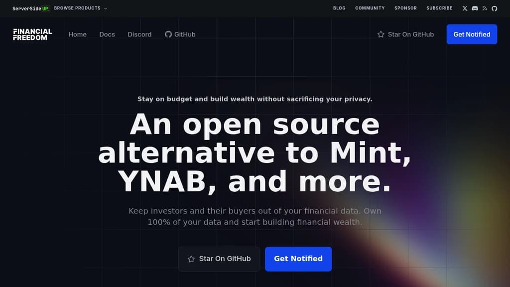 Screenshot of Financial Freedom website