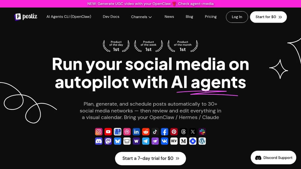 Screenshot of Postiz website