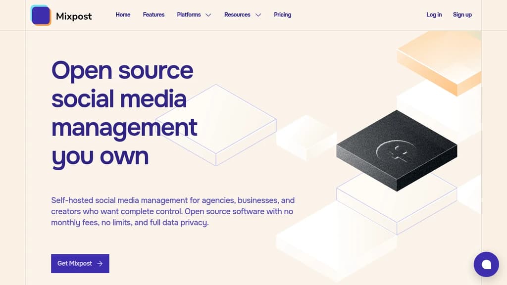 Screenshot of Mixpost website