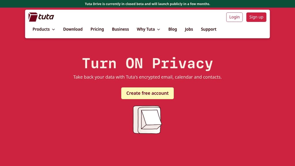 Screenshot of Tuta website
