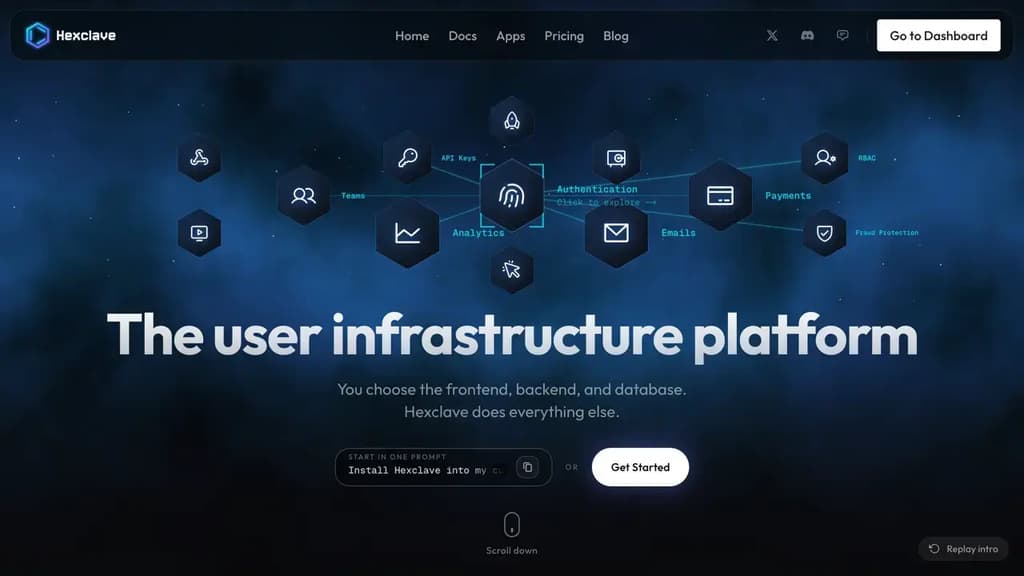 Screenshot of Hexclave website
