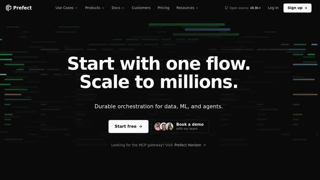 Screenshot of Prefect website