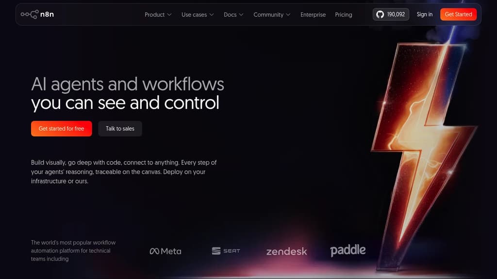 Screenshot of n8n website