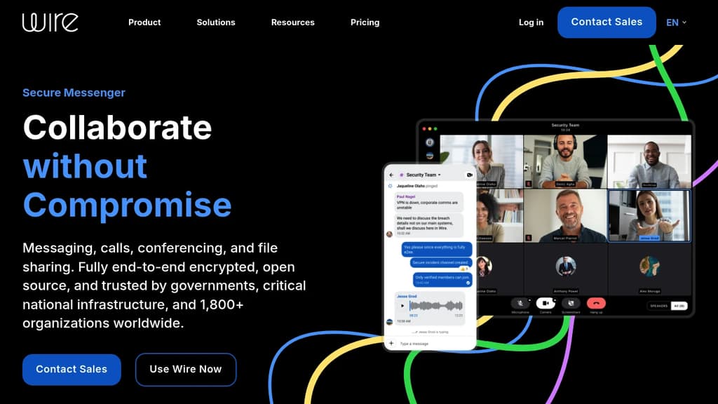 Screenshot of Wire website